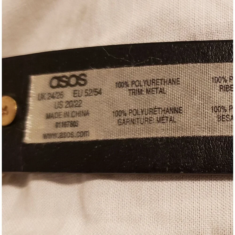 Asos Curve Classic Black Belt with Unique Bar/Loop Closure Sz 20/22 EUC